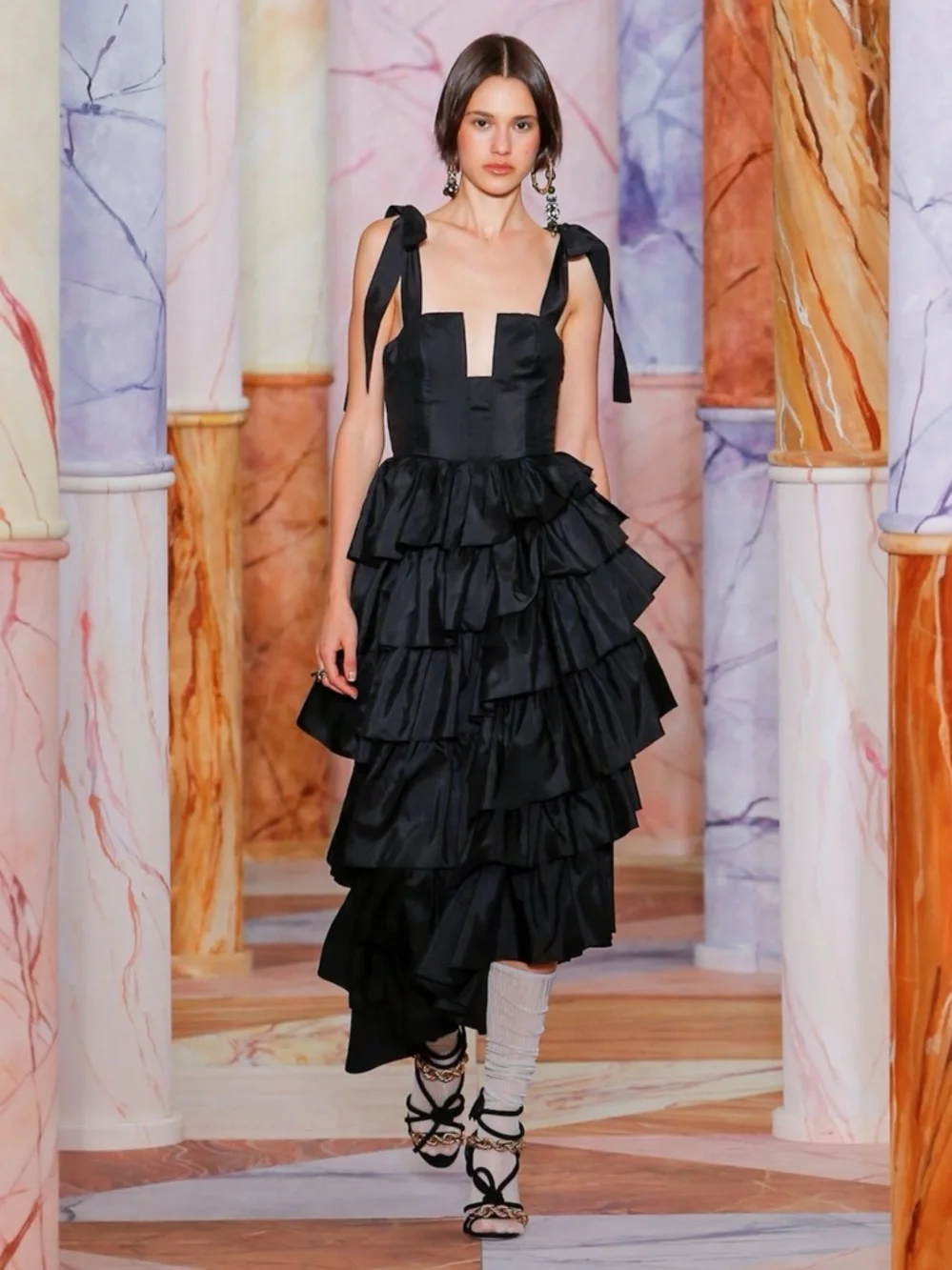 Ulla Johnson Valentina Silk Tiered Ruffle Midi Dress Black 6 NWT - Picture 2 of 15